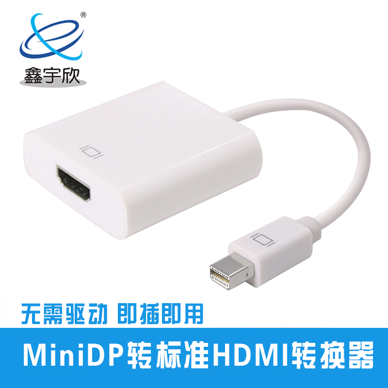  迷你displayport转换器 迷你DP公转HDMI母 高清苹果转接线 白色 方形